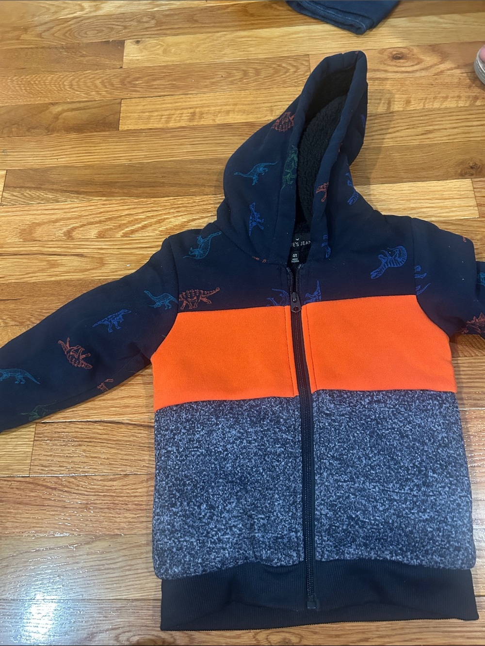 Kids Hooded Zip Jacket - Navy, Orange, Gray